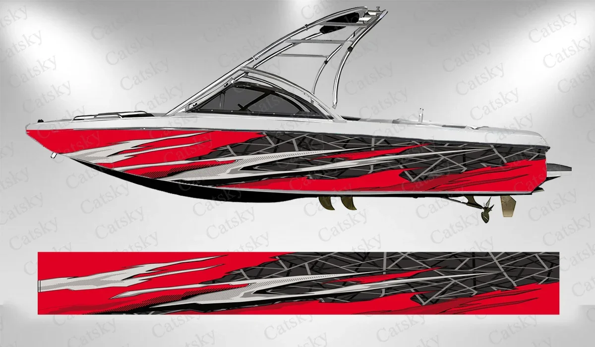 Colorful irregular abstract geometry Boat wrap sticker vinyl boat for pontoon deck boat fishing platform decal sticker