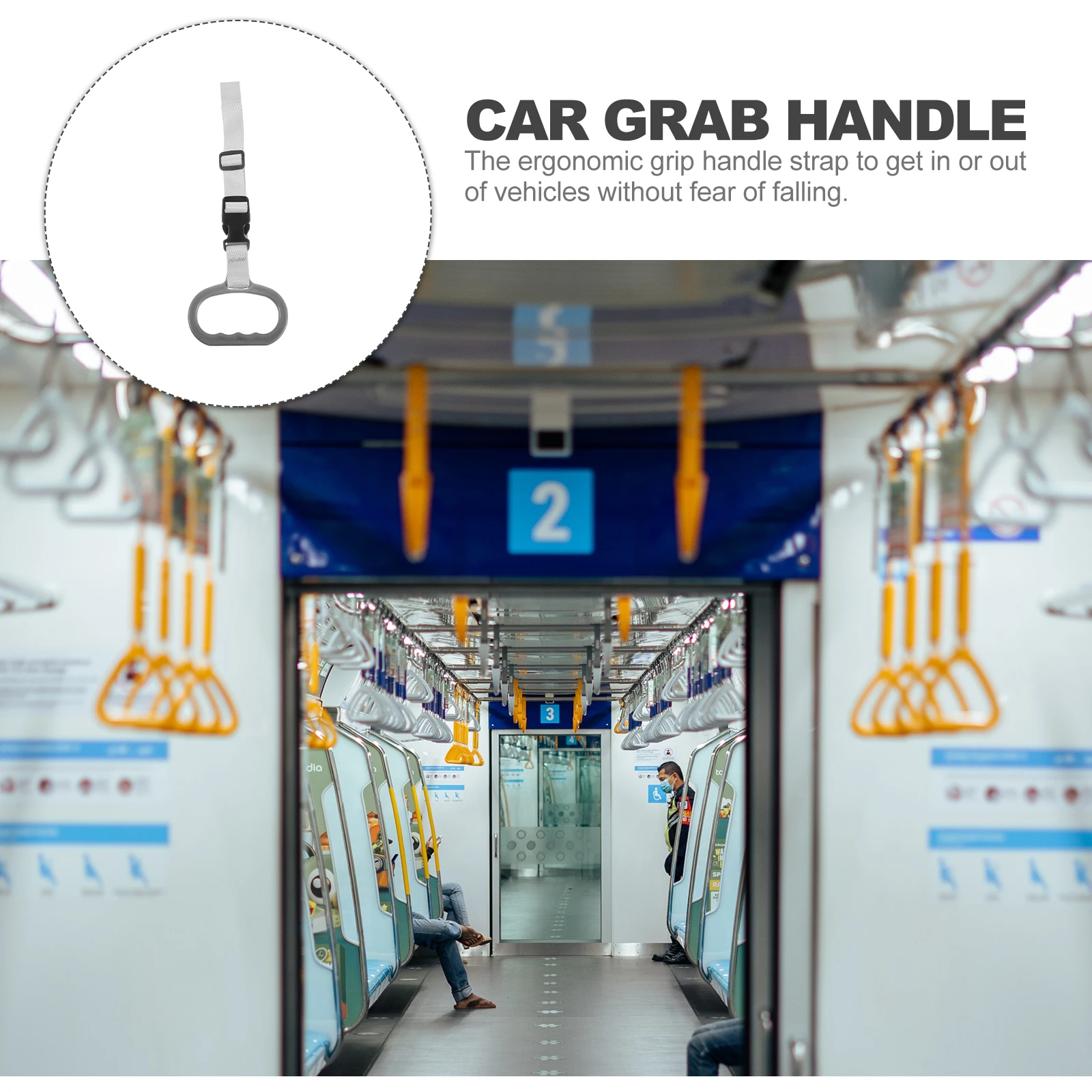 

Car Grab Handle Adjustable Safety Bed Assist Strap Ergonomic Hand Grip for Seniors Elderly Mobility Assistance Non-Slip