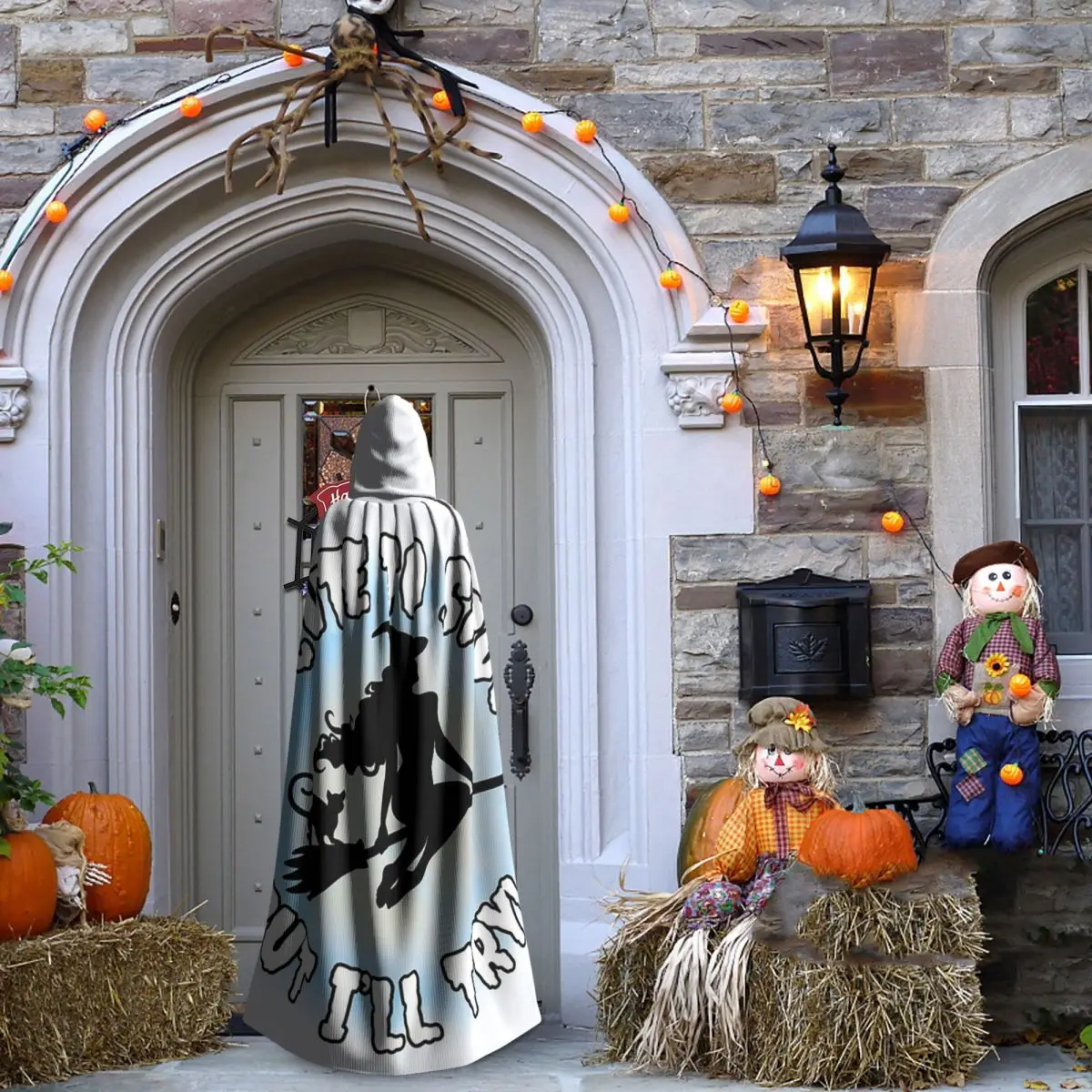 Halloween bonito bruxa engraçado para mulheres frit-te longo com capuz capa bruxa traje medieval cosplay capa halloweencoat adulto unisex