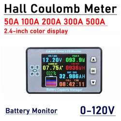 Battery Monitor Hall Coulomb Meter DC 100A 200A 500A Lifepo4 lead-acid Li-ion lithium capacity power display 12V 24V 36V 48V 60V