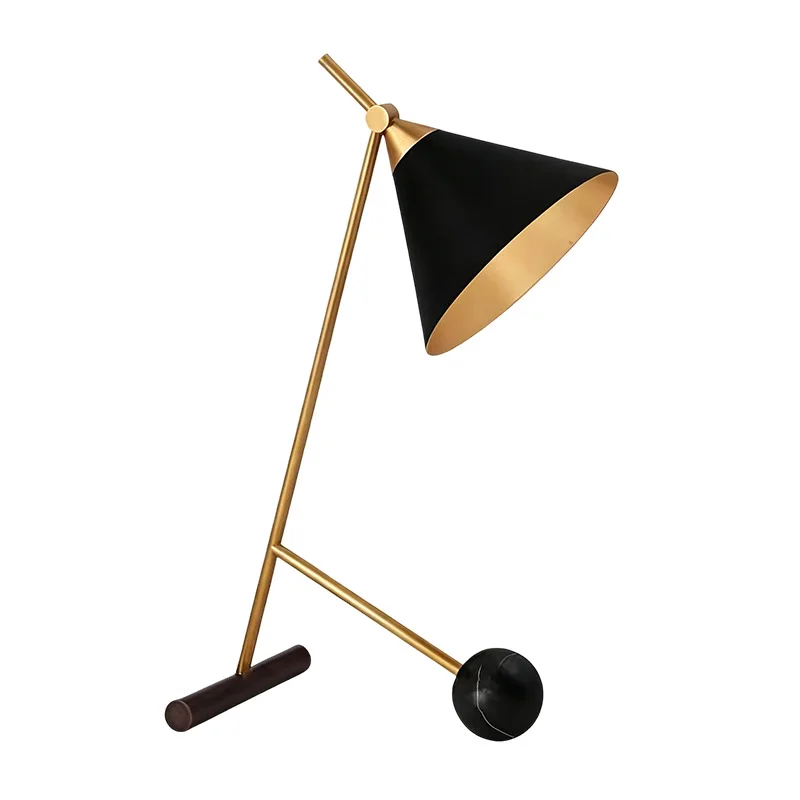 Modern fashion luxury brass table lamp marble hotel villa model room lamp