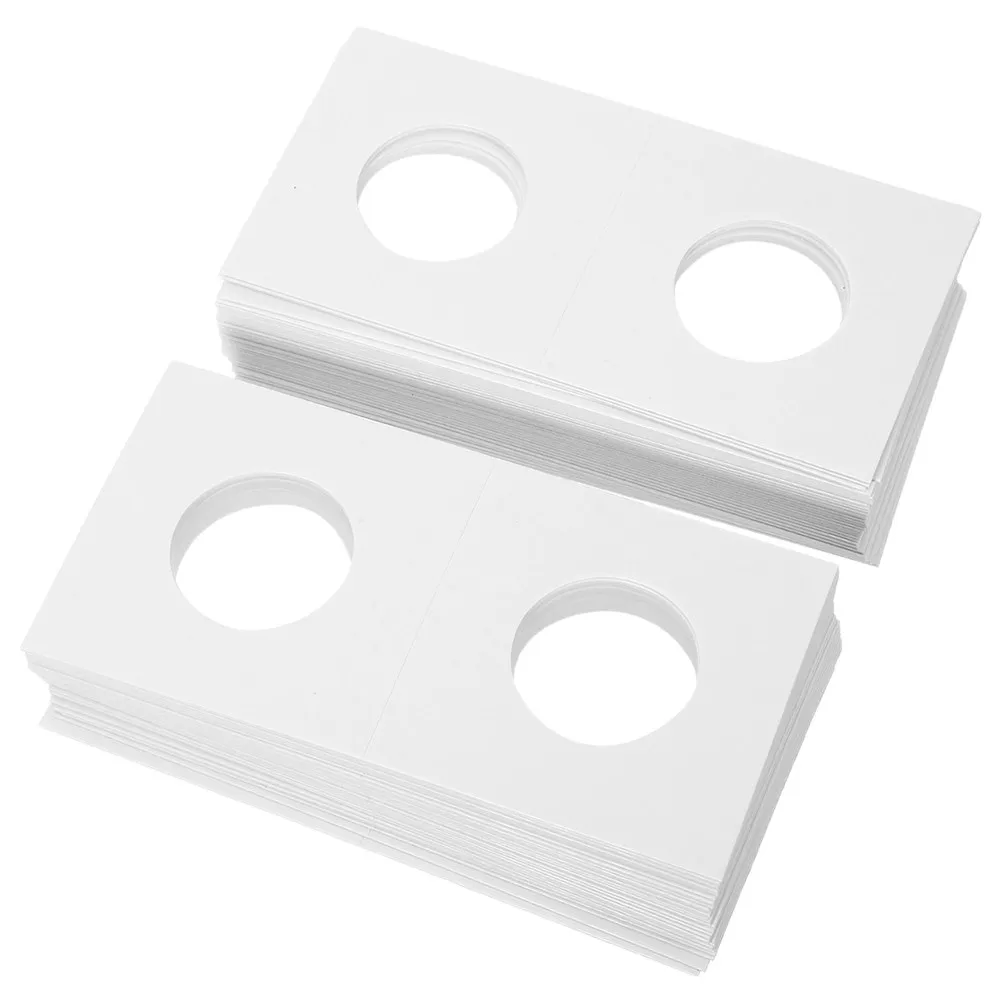50Pcs Cardboard Coin Holders Simple Elegant Protectors for Cataloging Age Material Display Bookshelf Collection