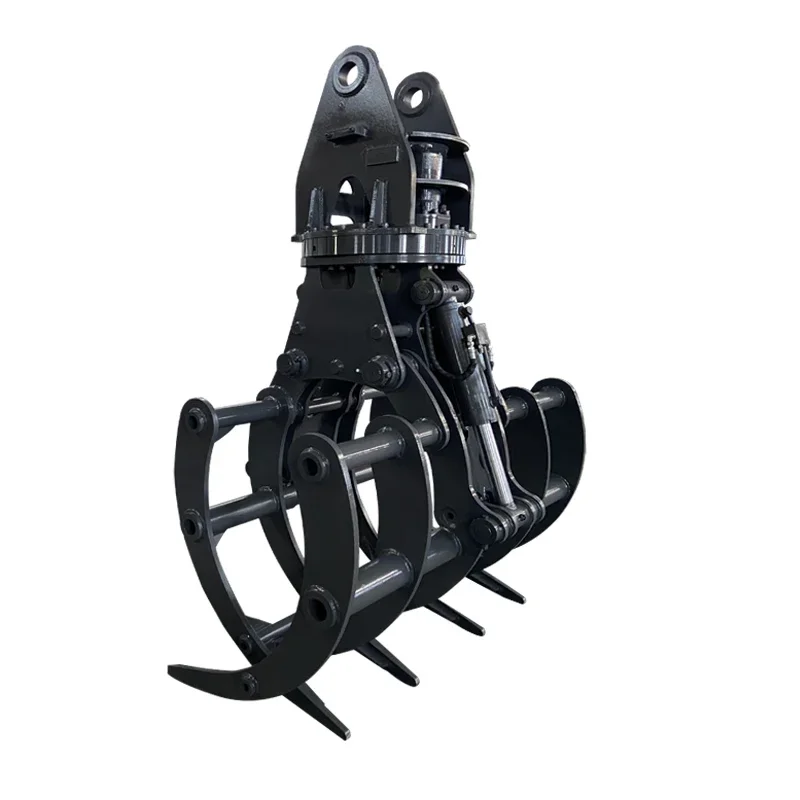 Excavator Hydraulic Rotating Grass Hay Grapple For Salvage Grabbing