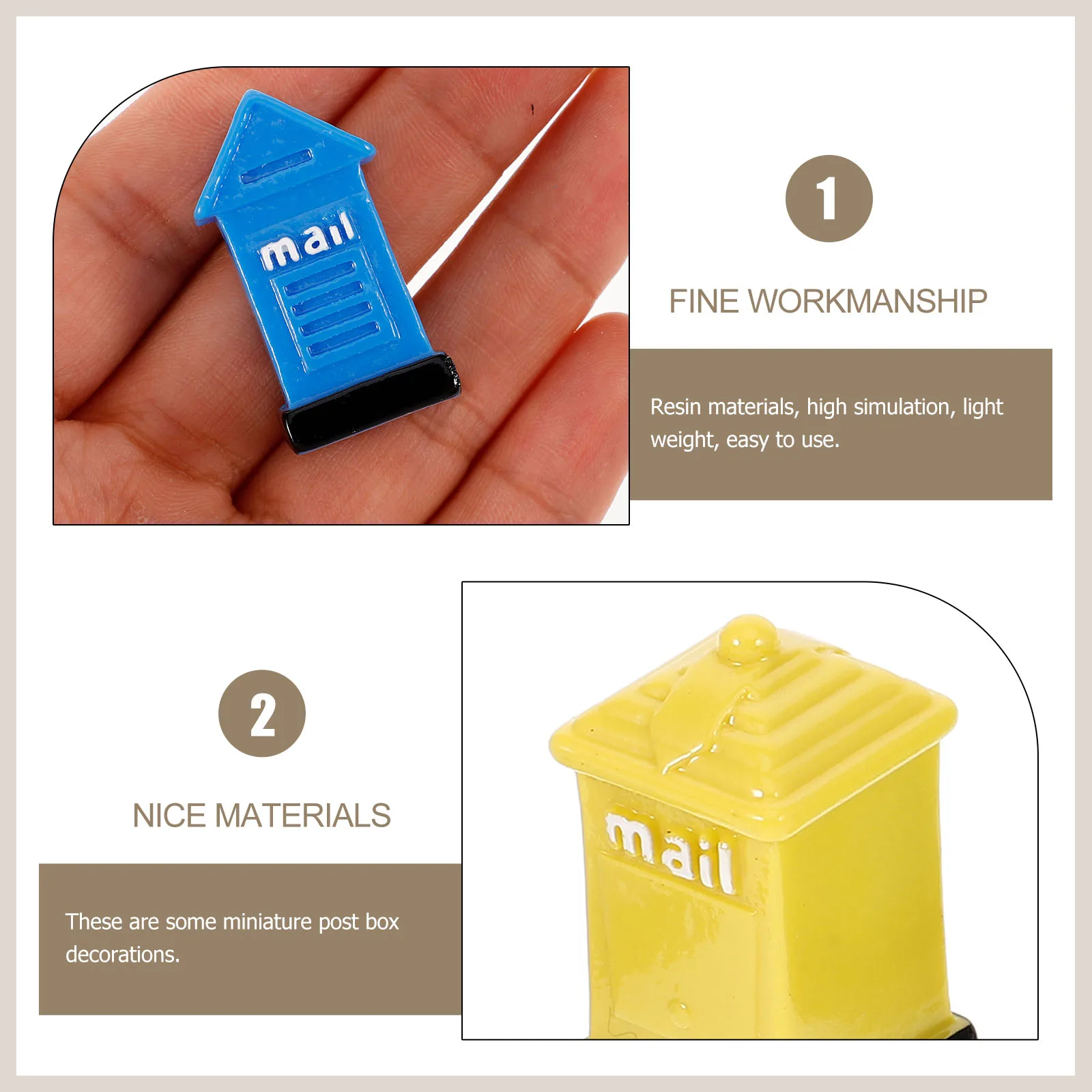 

4pcs Mini Mailbox Ornaments Resin Lightweight Office Home Decor Red Yellow Blue Green Mini Post Box Accessories for House