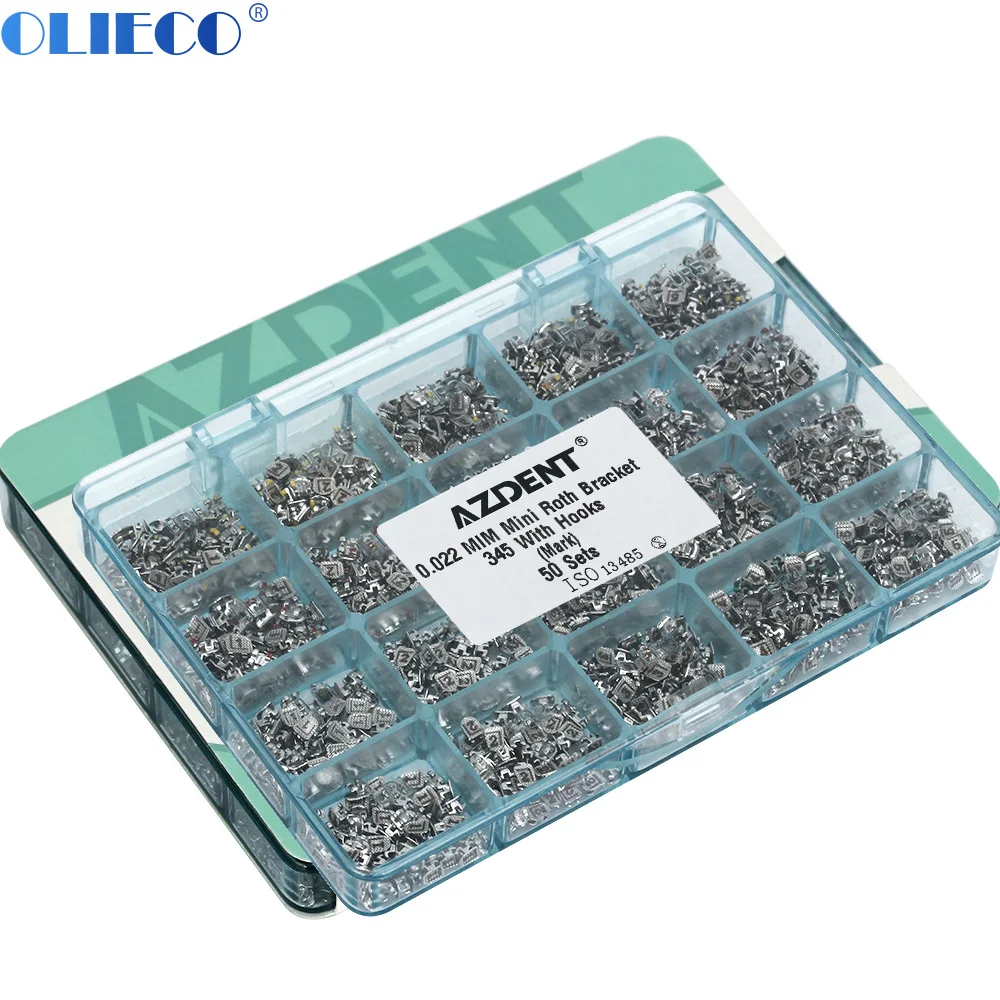 

50Sets/Box Dental Orthodontic Brackets Mini Roth 022 Hooks 345 Mesh Base Braces Laser Mark Metal