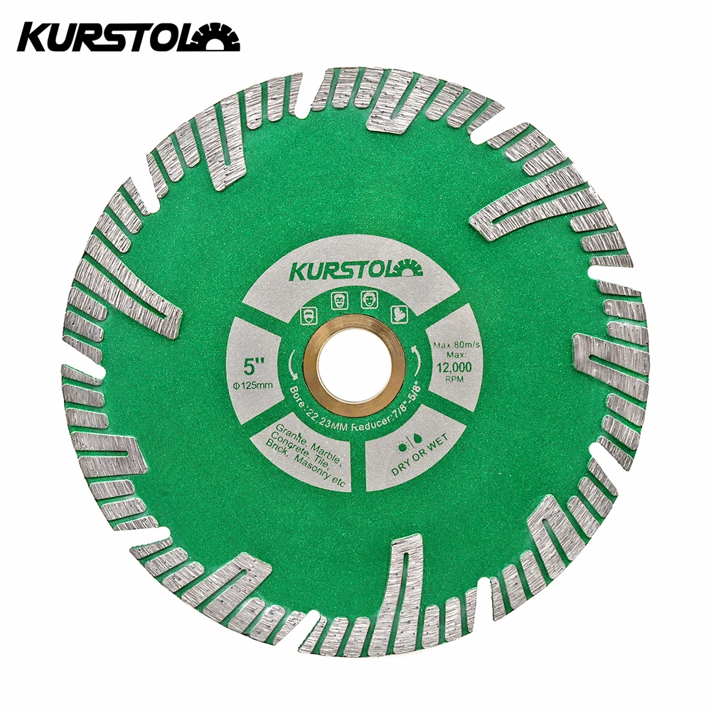 

KURSTOL 1pc 125mm Concrete Cutting Disc Diamond Blade Slant Protection Teeth Marble Brick Granite Tile Cutter Diamond Saw Blade