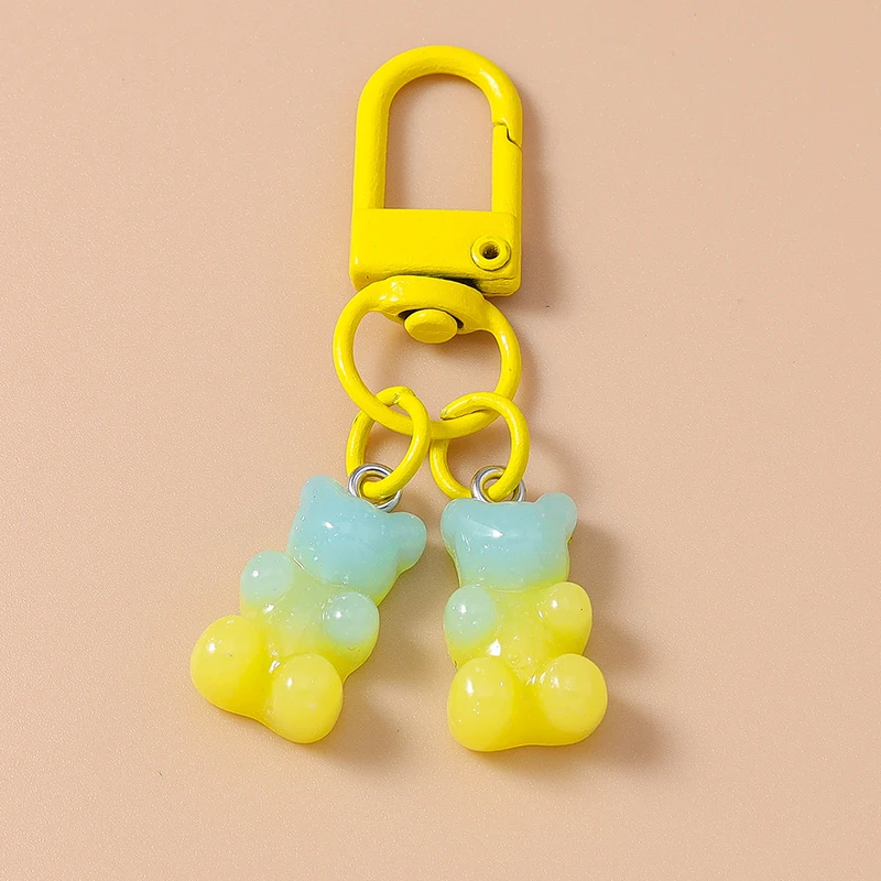 Cute Resin Candy Bear Keychain 3D Simulation Animal Key Rings for Women Girls Handbag Pendants DIY Kid\'s Jewelry Gifts