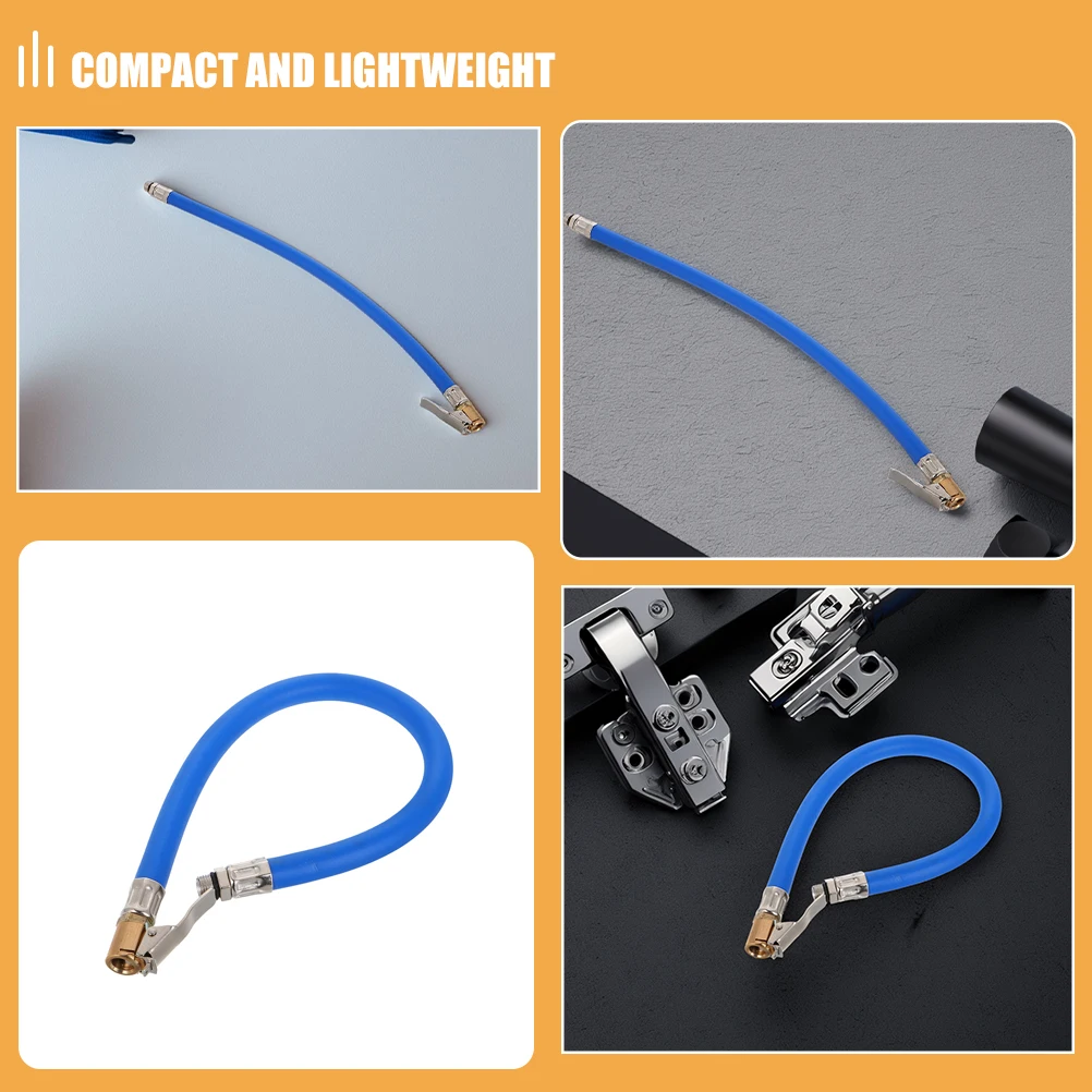 

2pcs Universal Tire Inflator Hose Durable Nylon Rubber Extension Quick Inflate Portable Air Chuck Adapter For Car Motorcycle