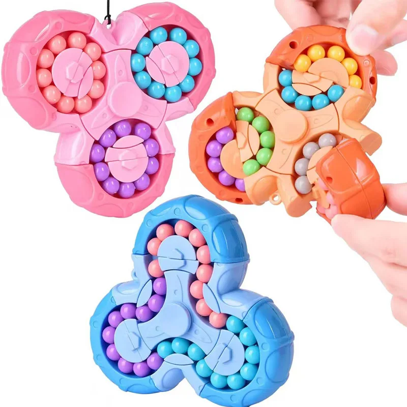 Funny Rotating Magic Bean Cube Spinner ADHD Anti-Anxiety and Stress Relief Fidget Toys for Kids and Adults Educational Gifts
