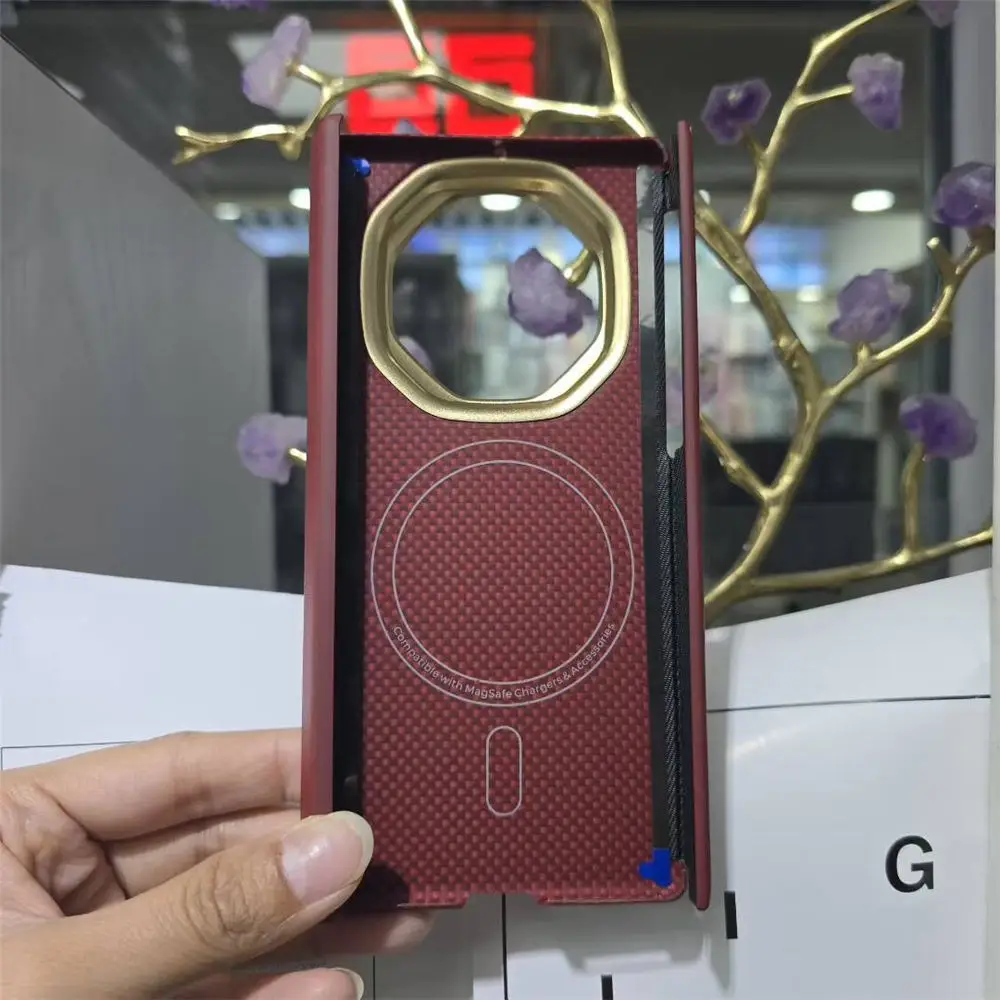 磁気プレミアムリアルアラミドカーボンファイバーケース Huawei Mate XT XTs ダブルヒンジカバー用