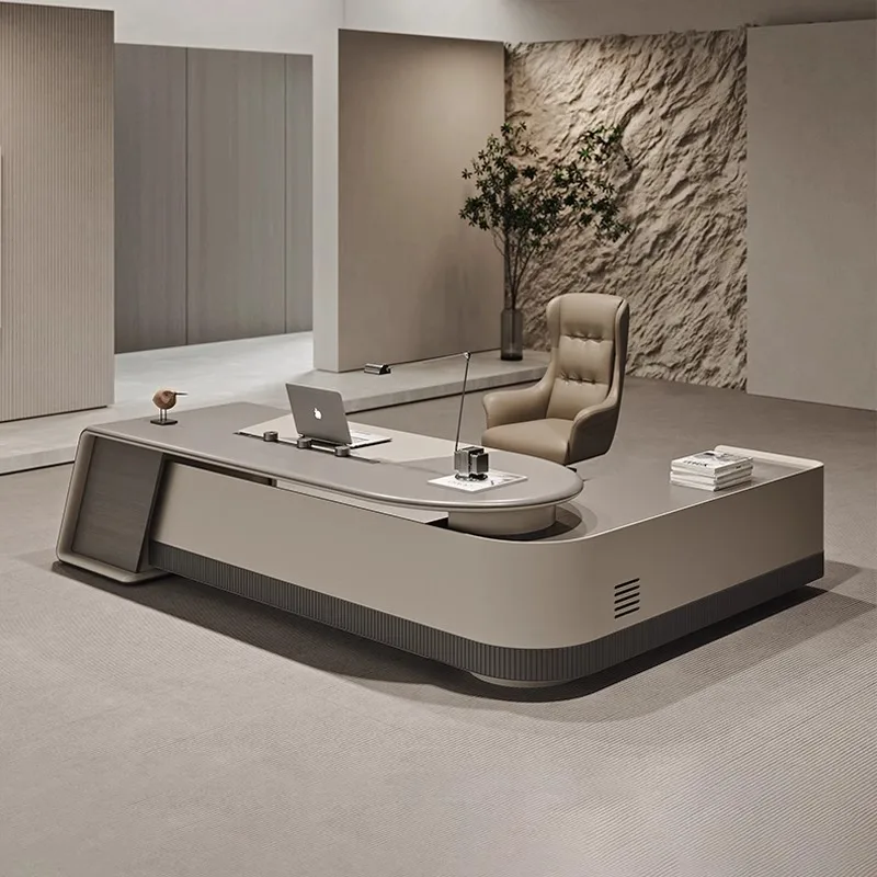 High-End Luxury Modern I-Shaped MDF Modular Executive Desk with File Drawer for Boss Manager CEO Home Office Furniture
