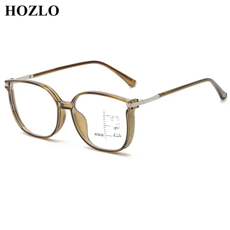 

New Fashion TR Women Shine Side Anti Blue Ray Progressive Myopia Glasses Ladies Girls Look Near Far Shortsighted Spectacles