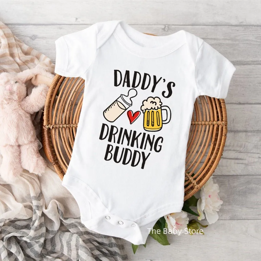 

Daddy's Drinking Buddy Newborn Baby Short Sleeve Romper Fashion Casual Summer Bodysuit Infant Clothes Father's Day Present