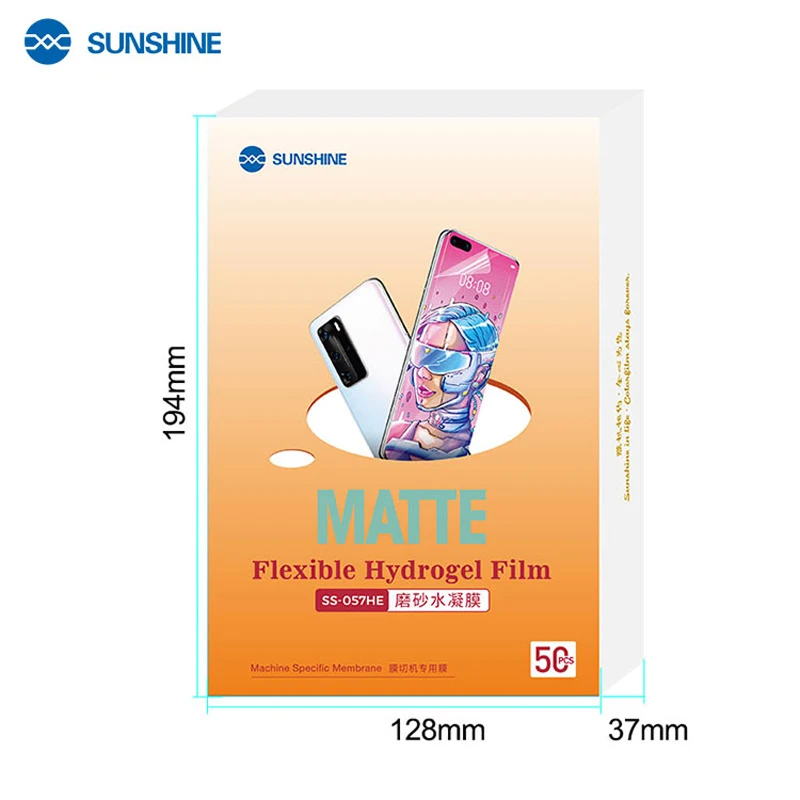 Sunshine SS-057HE 50pcs Matte Hydraulic Film for Auto Cutting Machine Anti-fingerprint Phone Protector Front/Rear Films of Phone