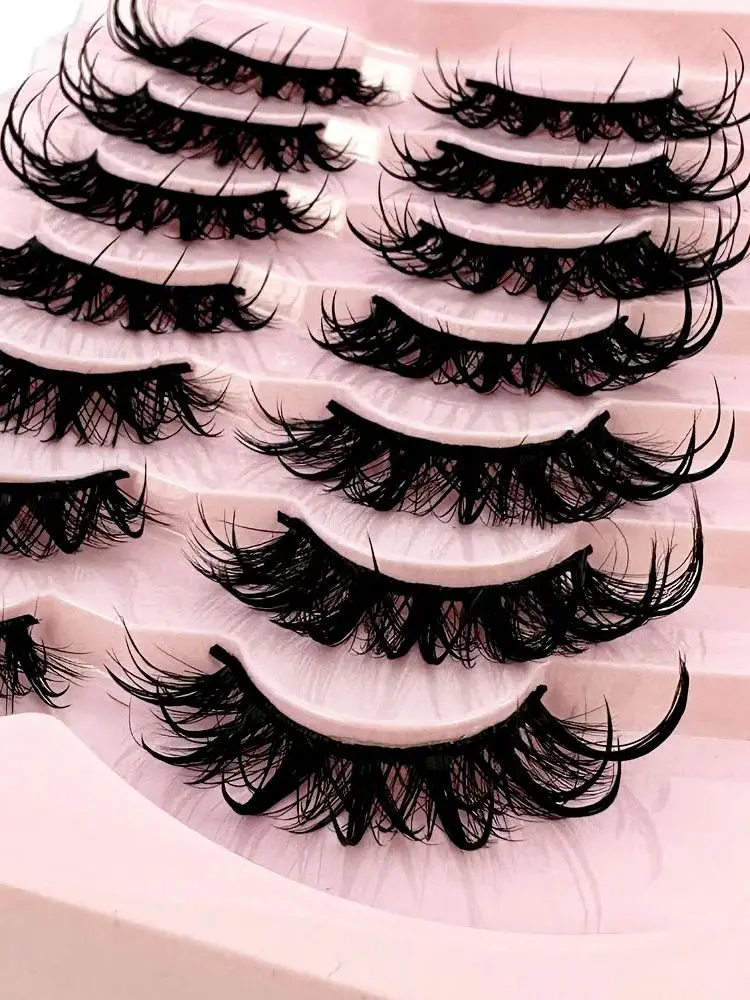 Neues 7-Paar-Design Wet Manga Lashes 3D Flauschige Wimpernverlängerungen Make-up Mode Lange Dicke Natürliche Falsche Wimpern – Detail 2