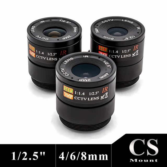WGWK wysokiej jakości przemysłowy obiektyw o stałej ogniskowej 4mm/6mm/8mm 1/2.5 "CS Mount filtr podczerwieni obiektyw CCTV do kamery bezpieczeństwa nadzoru