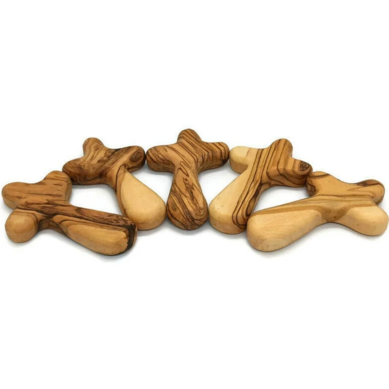 A44F-10PCS Small Olive Wood Crosses, Holding Crosses Portable Prayer Crosses