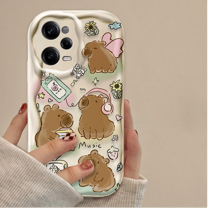 لطيف الكرتون كابيبارا قضية الهاتف ل Xiaomi Redmi A5 A4 A3 A3X A2 A1 زائد 13X Redmi K80 K70 K70E K60 Ultra K60E K50 K40 K40S K30 #4