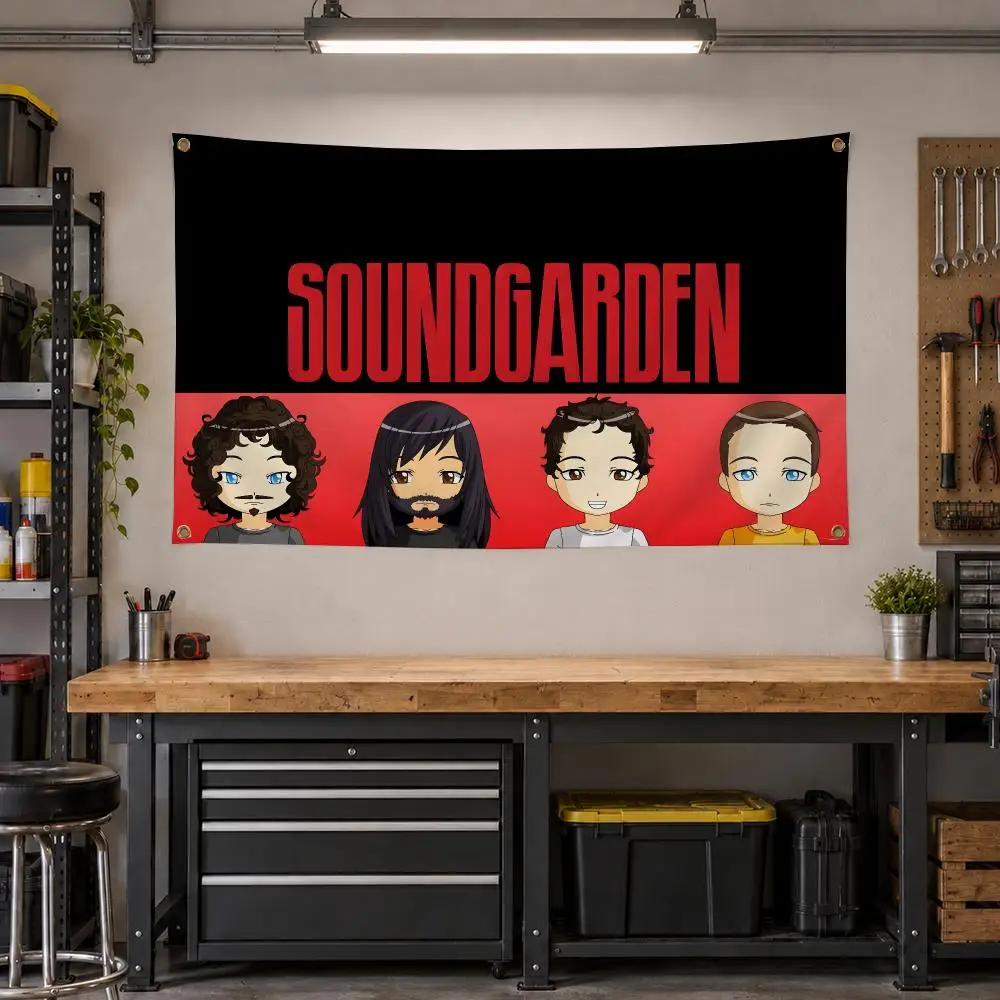 Band Soundgarden Grunge Flags Personalized Banner Flag Room Dorm Camping Picnic Garage Bar Outdoor Wall Decor