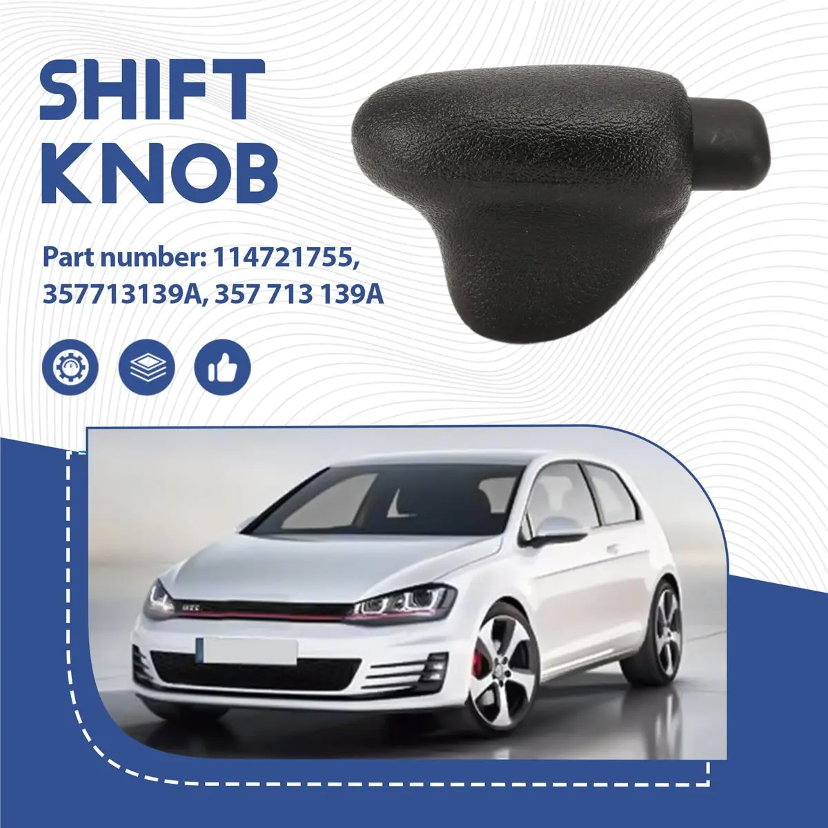 #02V  Automatic Gear Shift Knob,357713139A Automatic Gear Shift Knob Cover 114721755 for Volkswagen (Black)