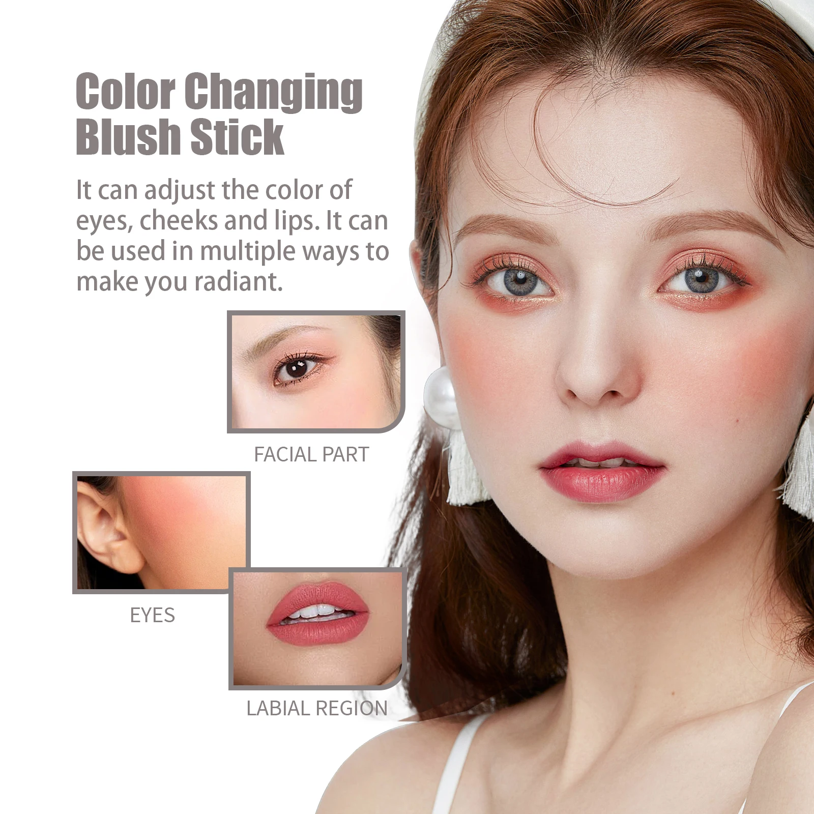 EELHOE Face Blush Stick Color Change Blush Cheek Lip Tinted Rouge Makeup Natural Contour Blusher Highlighter Makeup Cosmetics