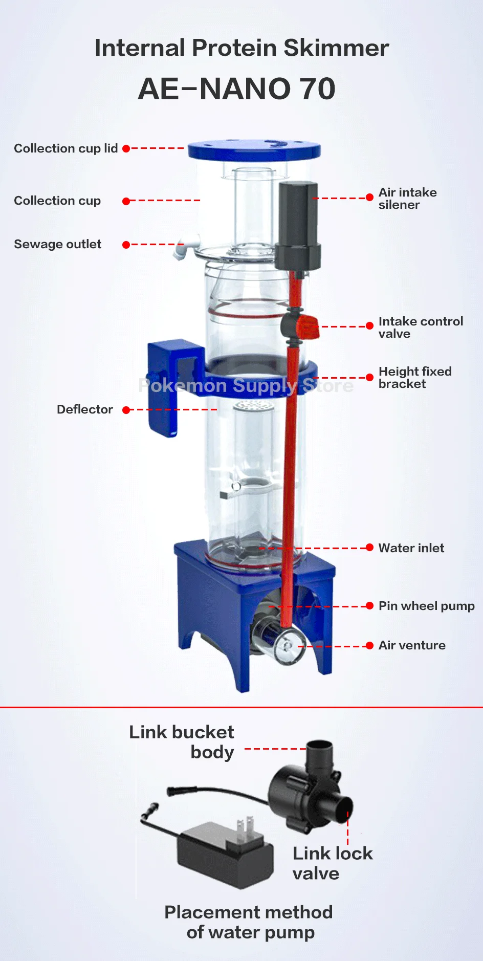 アクアエクセルナノ 40D 50D 70D ミニプロテインスキマーリーフ