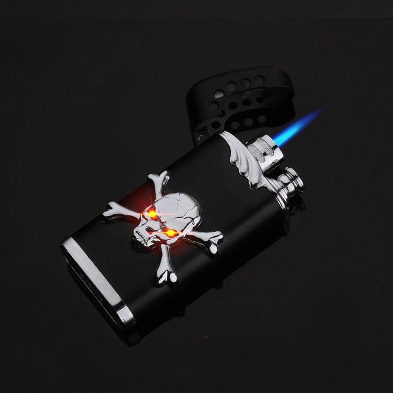 

Black Skull Windproof Flame Adjustable Lighter Jet Torch Butane Lighter Refillable Blue Flame Lighter Outdoor BBQ Candle Camping