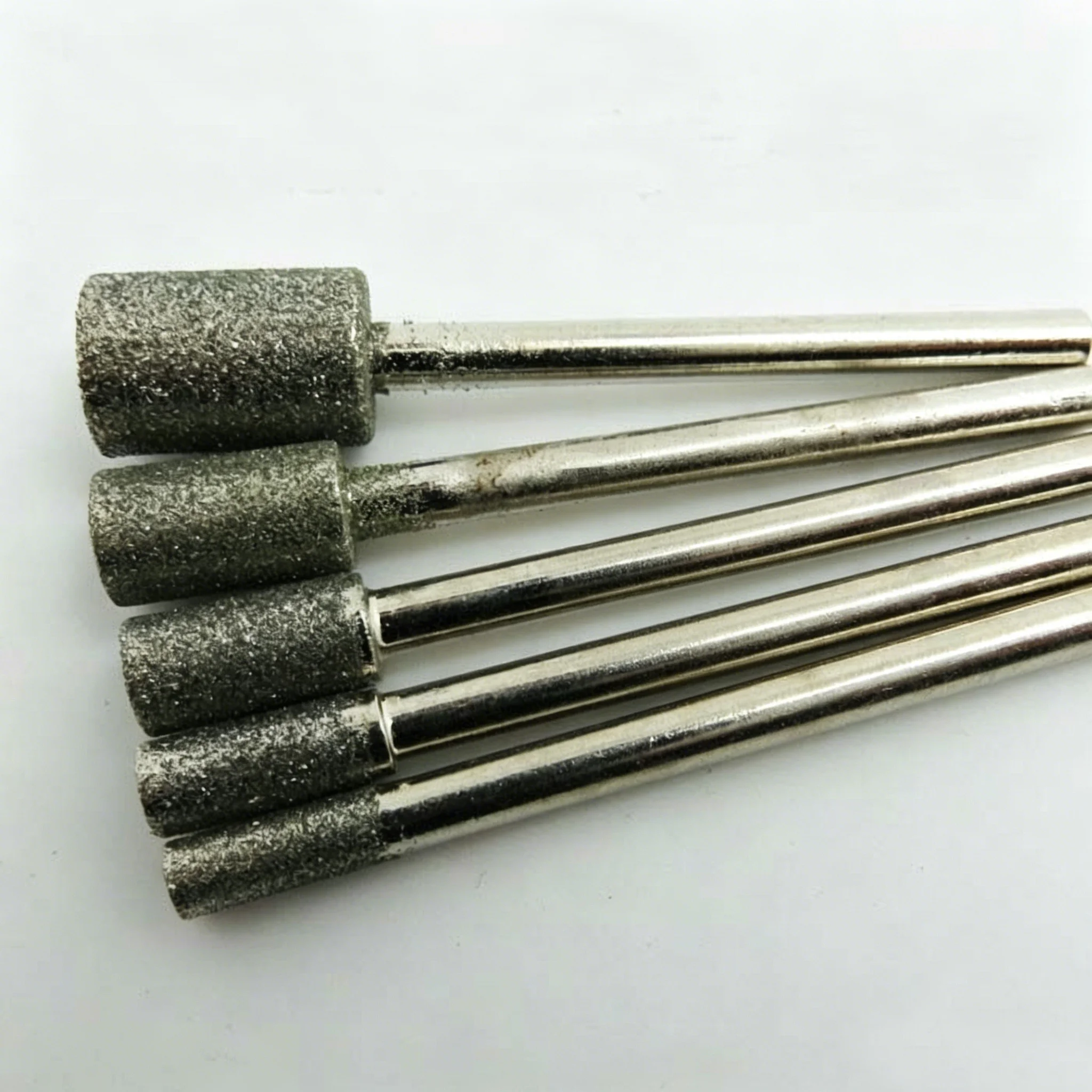 10Pcs 샤프트 3mm x 3/4/5/6/8mm 헤드 직경 원통형 다이아몬드 드릴 비트 전기 그라인더 용 Burs 공압 조각 네일 파일