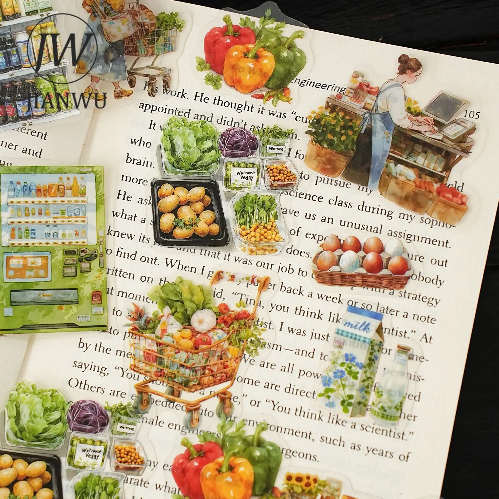 

JIANWU дневник наблюдения за жизнью, винтажный растительный персонаж, пейзажный материал, коллаж, наклейка для домашних животных, креативный журнал, канцелярские принадлежности