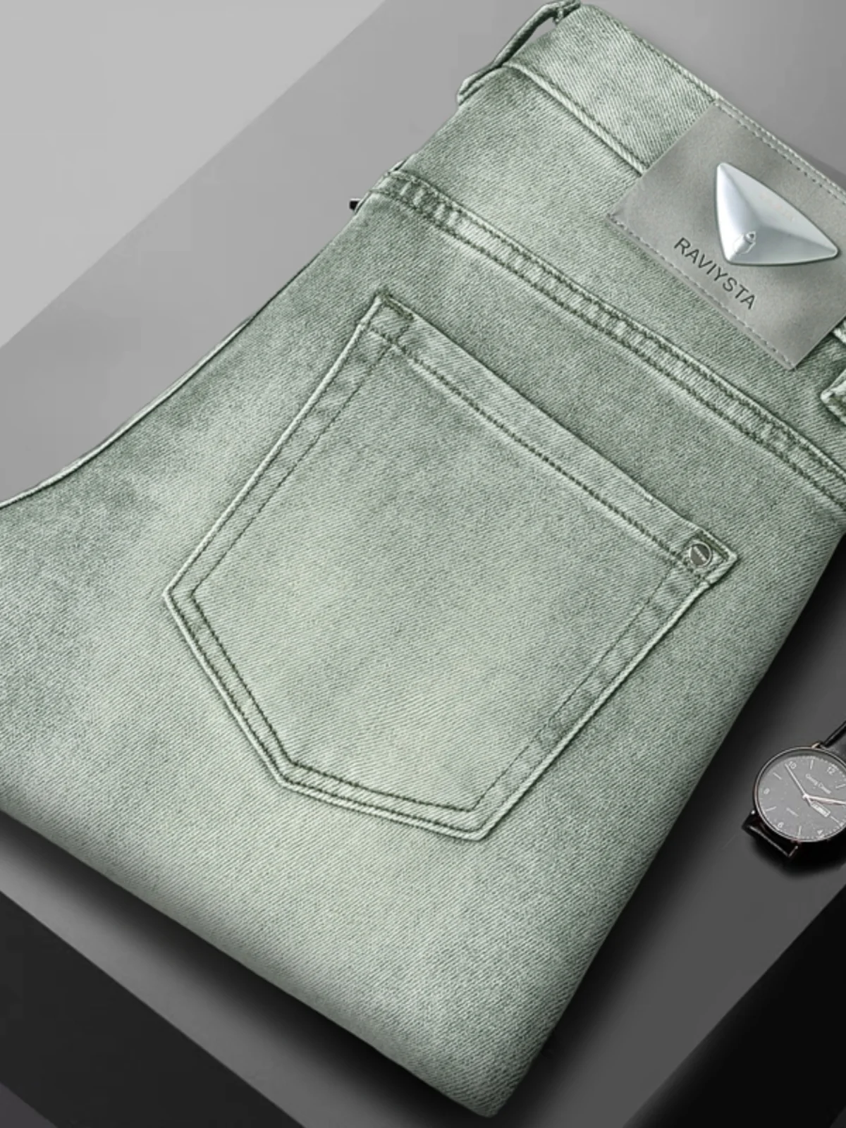 

Высококачественные мужские джинсы Maca Green Tide: зауженный крой, расклешенные, эластичные, универсальные, весенние, из хлопкового стрейч-денима, для подростков