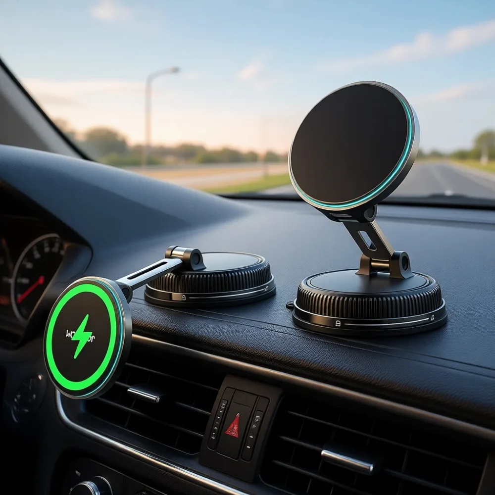 

Magnetic Wireless Car Charger Mount 15W Fast Charging Strong Suction Cup for iPhone