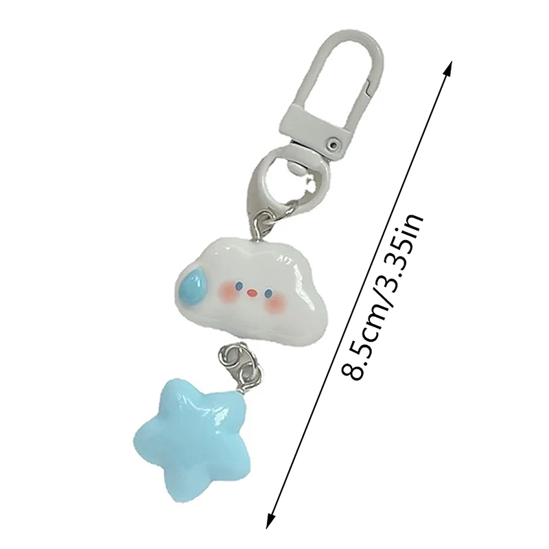 1PC Cute Cloud Blue Star Keychain for Car Keys Accessories Original Design Kawaii Keyring Women Handbag Bag Pendant Key Chains