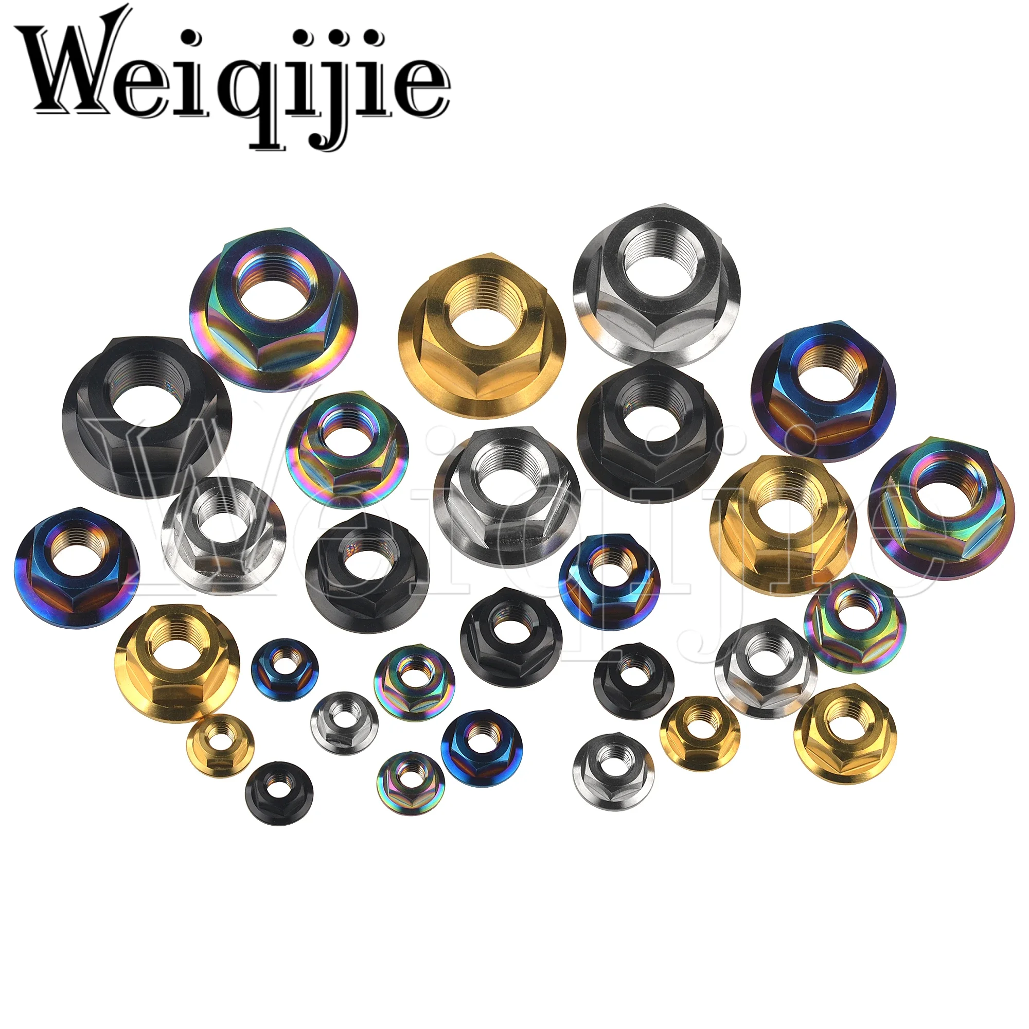 Weiqijie Titanium Nut M5 M6 M8 M10 M12 M14 M16 Flange Nut Accessories for Bicycle Motorcycle Car