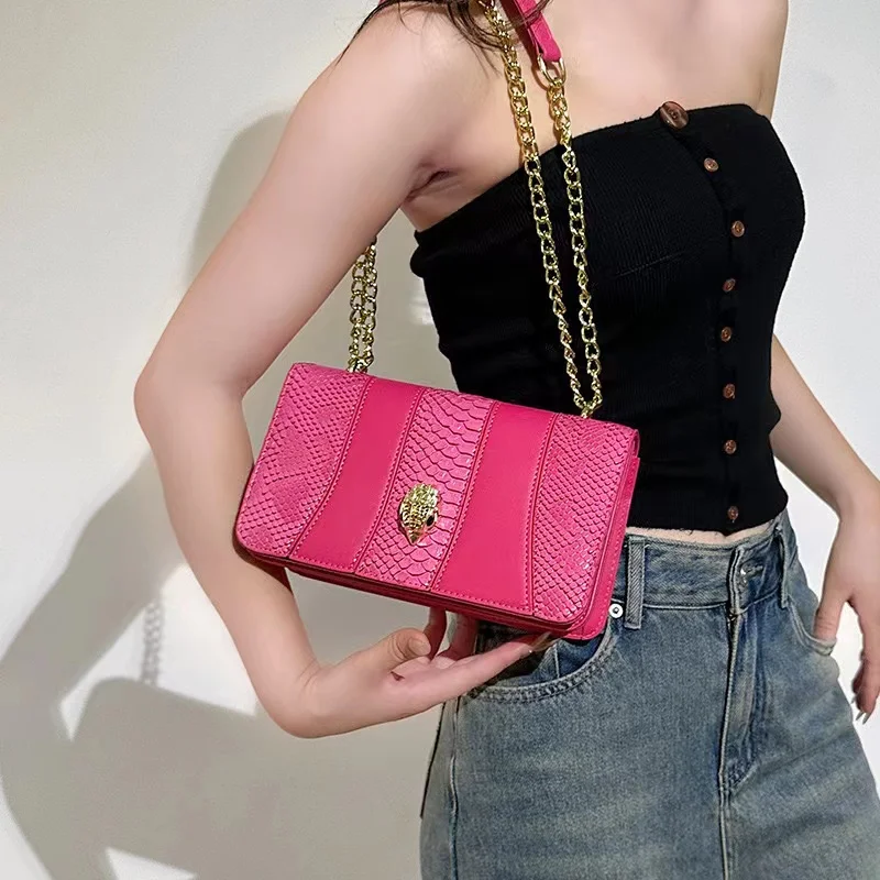 Cross-Border 23 Summer New Bags Advanced Snakeskin Fashion Trend Joker One-Shoulder Diagonal Chain Small Bag