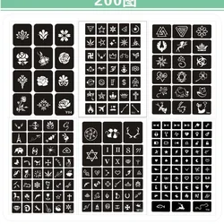 Reusable Henna Tattoo Stencils Totem Cross Feather Pattern Glitter Airbrush Stencils Templates for Man Women Teens Hand Arm Body