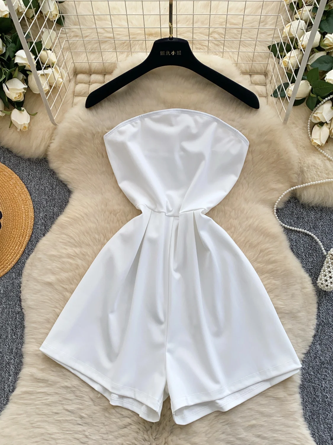 

Hong Kong Sle Chic Summer High Waist Slimming Casual Wide Leg ort Pants Rer Women's Svel Strapl One-Piece Suit