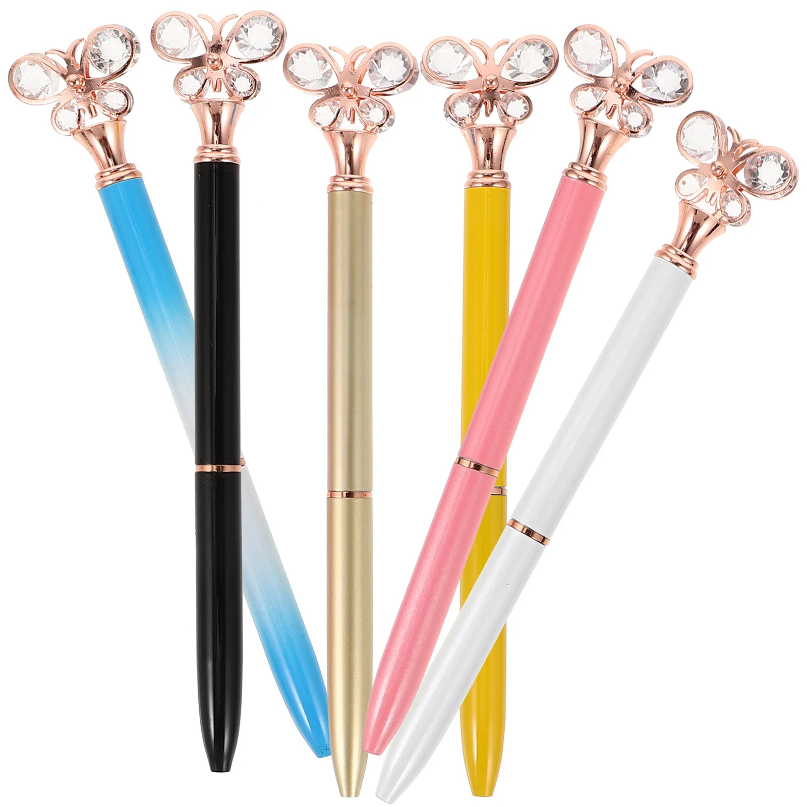 

6Pcs Office Stationery Pens Creative Diamond Metal Pen Style Ballpoint Pen Office Stationery Supplies(Assorted Color)