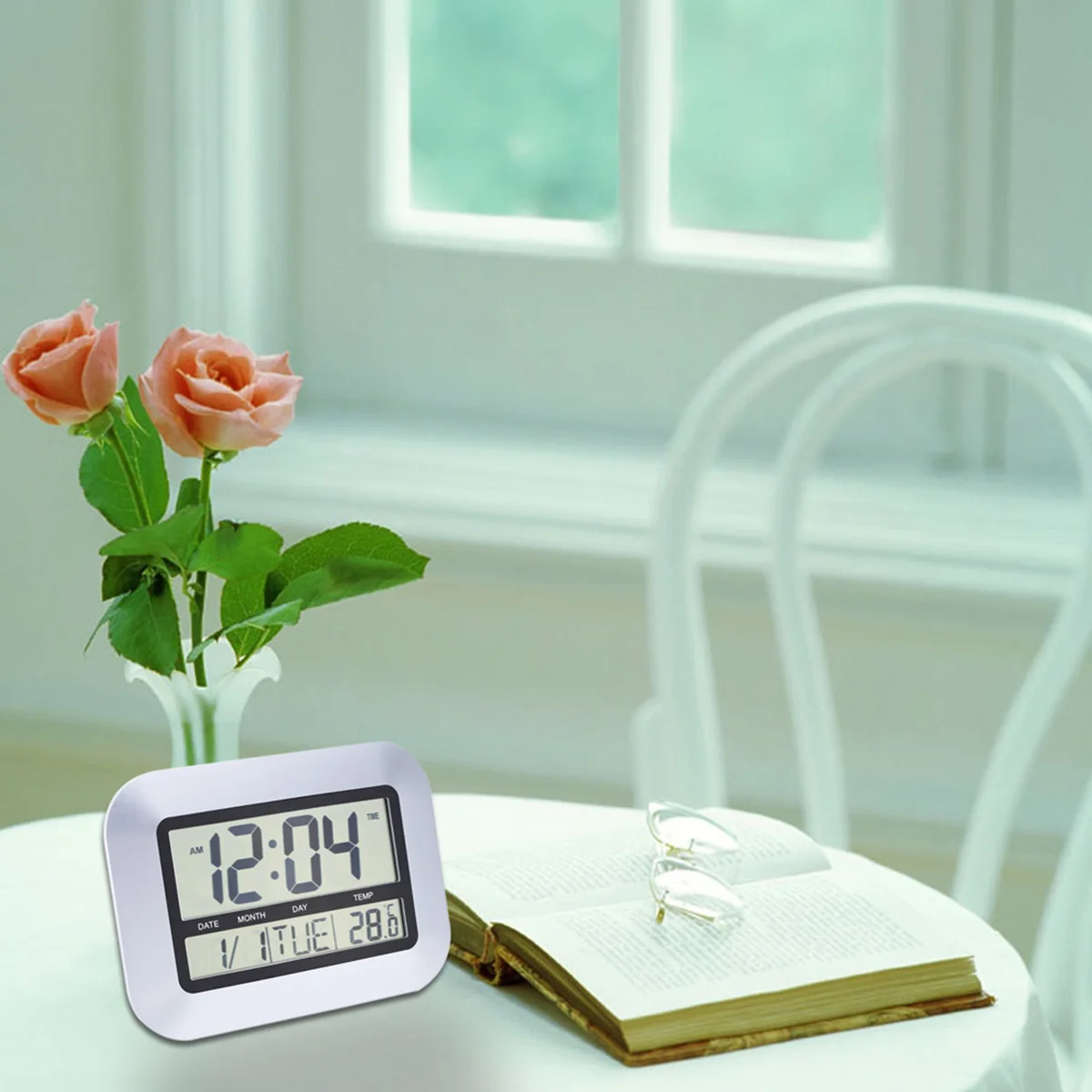 

Digital Alarm Clock With Thermometer Indoor Temperature Monitor Multifunctional Wall Mountable Snooze Clock 12 24H Format For