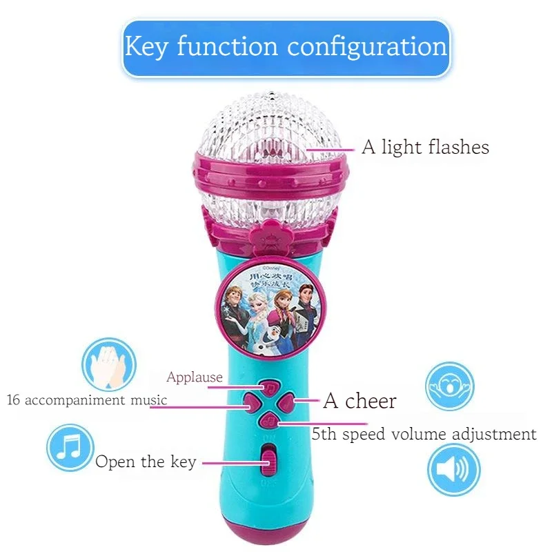 Cartoon Frozen Elsa Anna Princess Anime Singing Microphone Toys Music DSN Frozen Microphone Song Birthday Gifts view 4