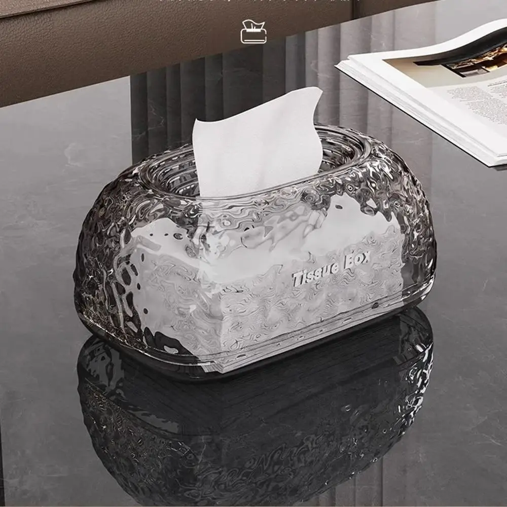 Sinking Design Irregular Tissue Box Glacier Wave Wide Mouth Clear Paper Holder Glacier Pattern Smooth Extraction