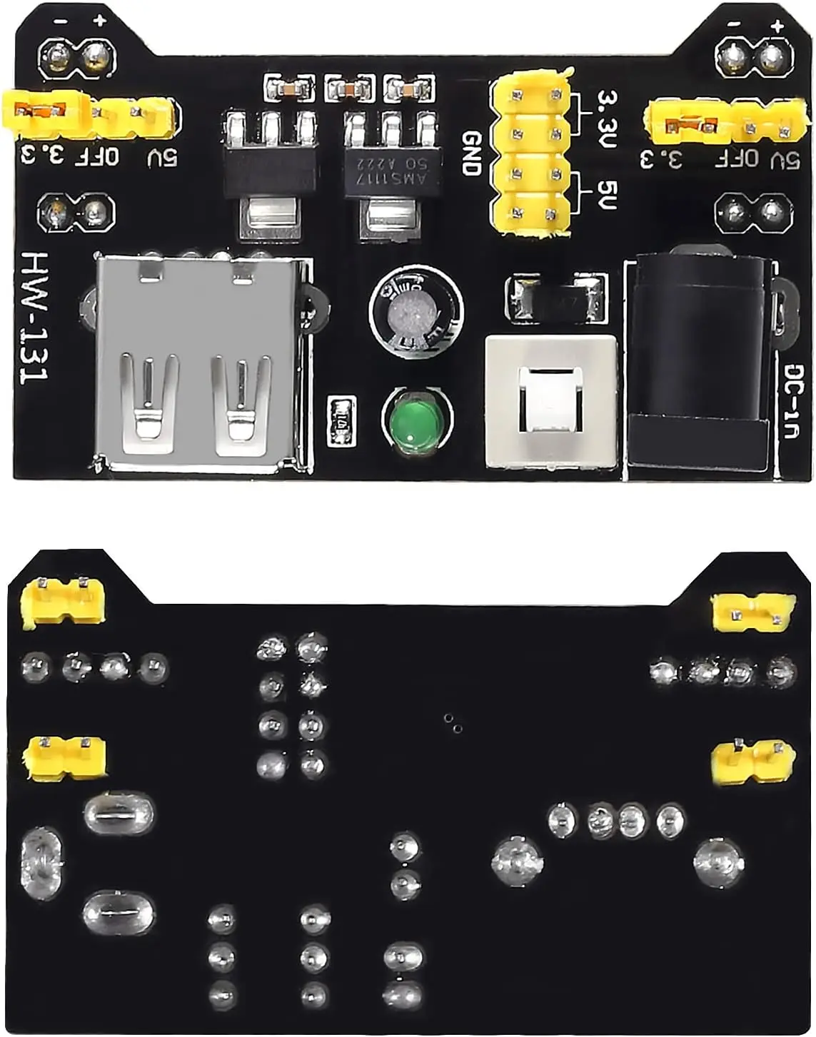 4pcs MB102 Solderless Breadboard Power Supply Module 3.3V/5V with 4pcs 9V Battery Clip Buckle T-Type Power Cable Male 2.1MM DC