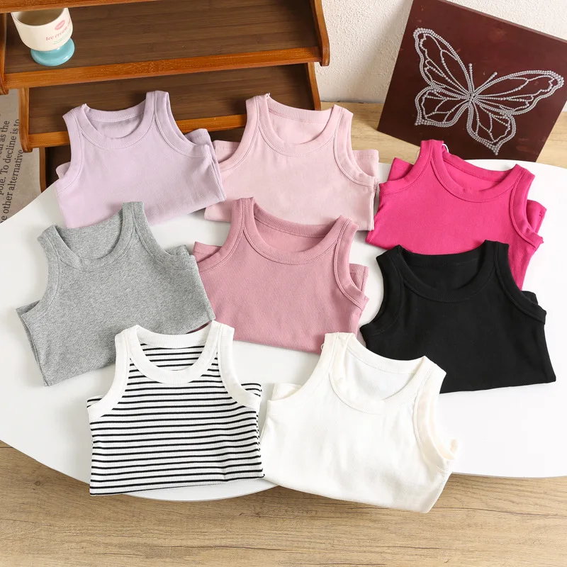 

Children's Vest New Candy Color Children's Base Shirt Close Cotton Suspender Round Neck Sleeveless Baby Top