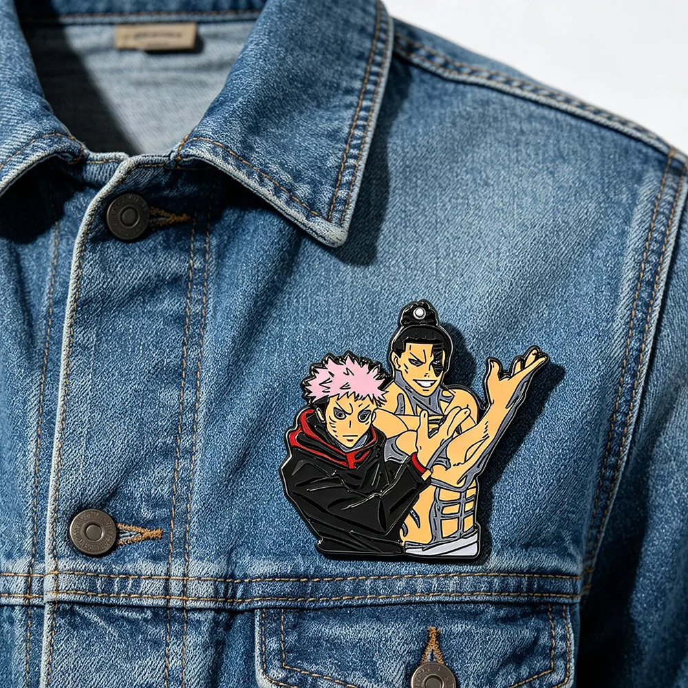 Yuji Itadori & Aoi Todo Enamel Pin, Anime Twin Character Lapel Brooch Badge Metal Decorative Pin for Backpack Manga Jewelry