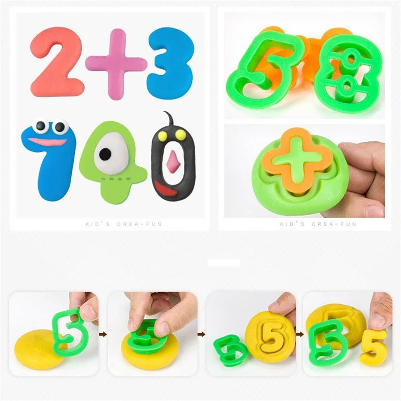 Ferramentas de massa conjunto de molde de playdough para crianças vários formatos tubo de agulha número de carta acessório de plasticina crianças artesanato quebra-cabeça brinquedos