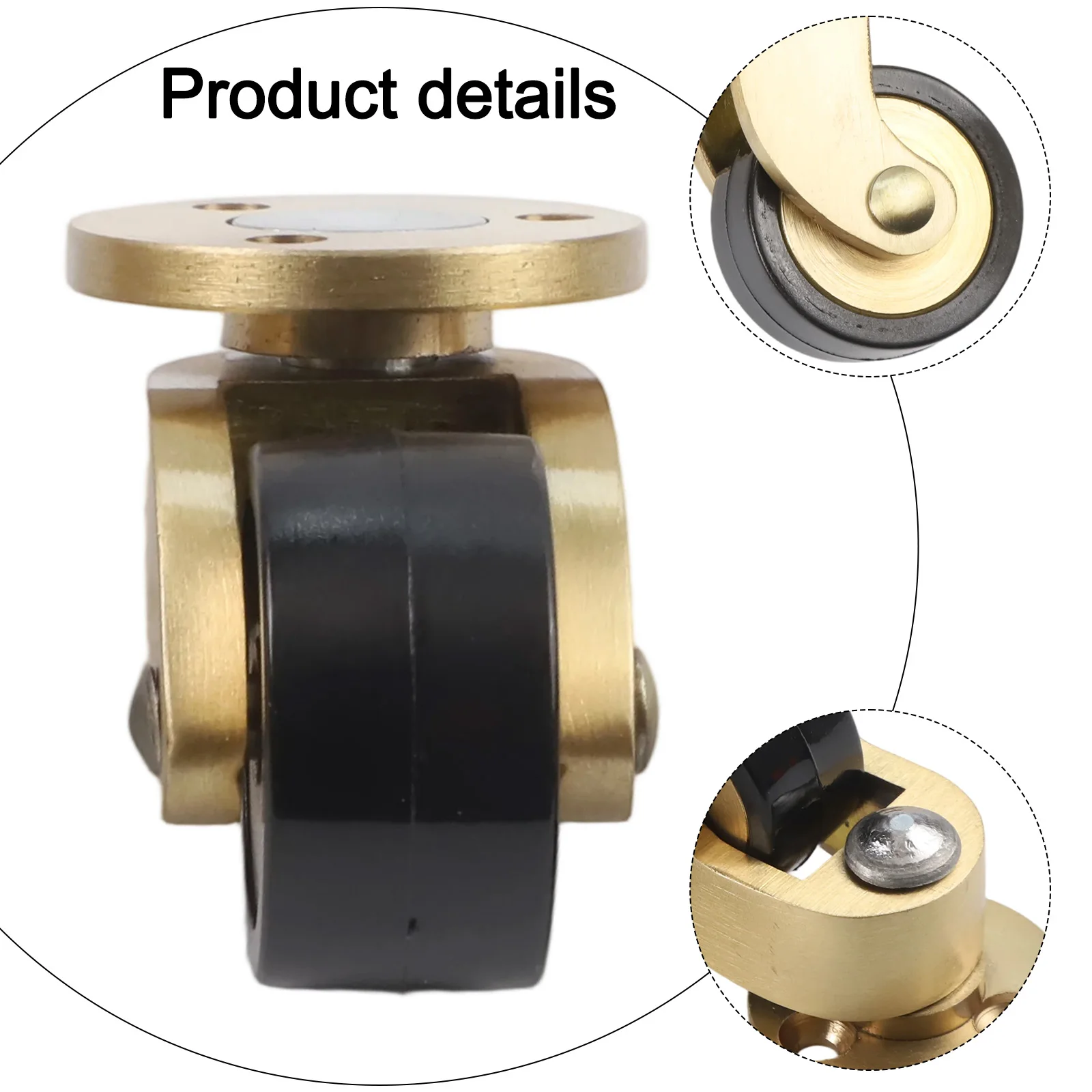 4pcs Solid Brass Swivel Casters with Silent Bearings for Residential Furniture Mobility on Sofas Tables and Shelves