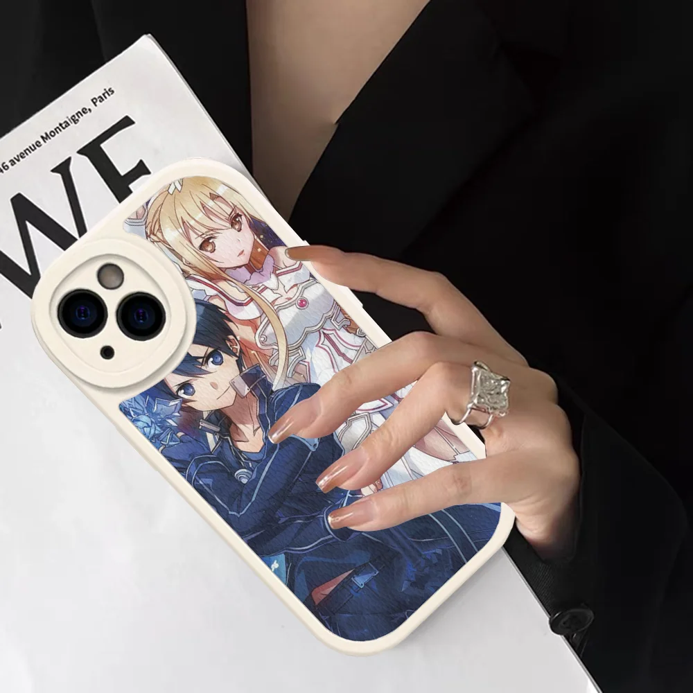 Sword Art Online Kirito And Asuna Phone Case Hard Leather For IPhone 16 15 14 13 12 Mini 11 14 Pro Max Xs X Xr 7 8 Plus Fundas