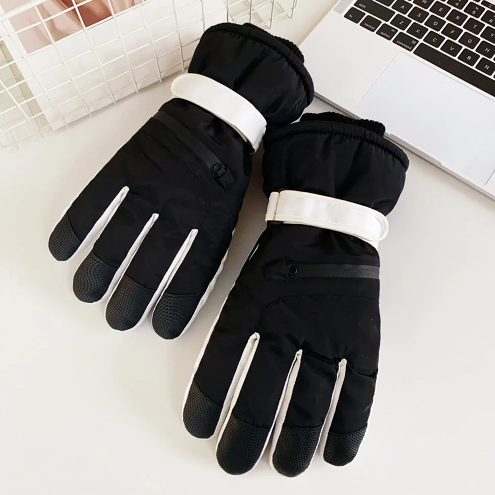 Unisex Thermal Ski Gloves Winter Touch Screen Cycling Gloves Fleece-Lined Windproof Cold-Proof Warm Non-Slip Riding Gloves