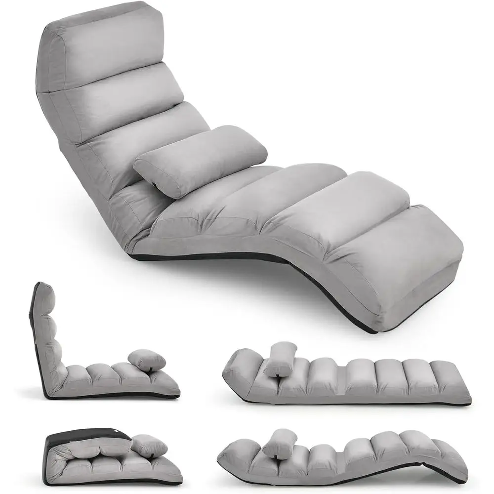 Moccha loor Chairs or Adults, Adjustable 5-Position loor Lounger w/Thick Padded & Pillow, No Assembly olding Lazy Soa Chair or G