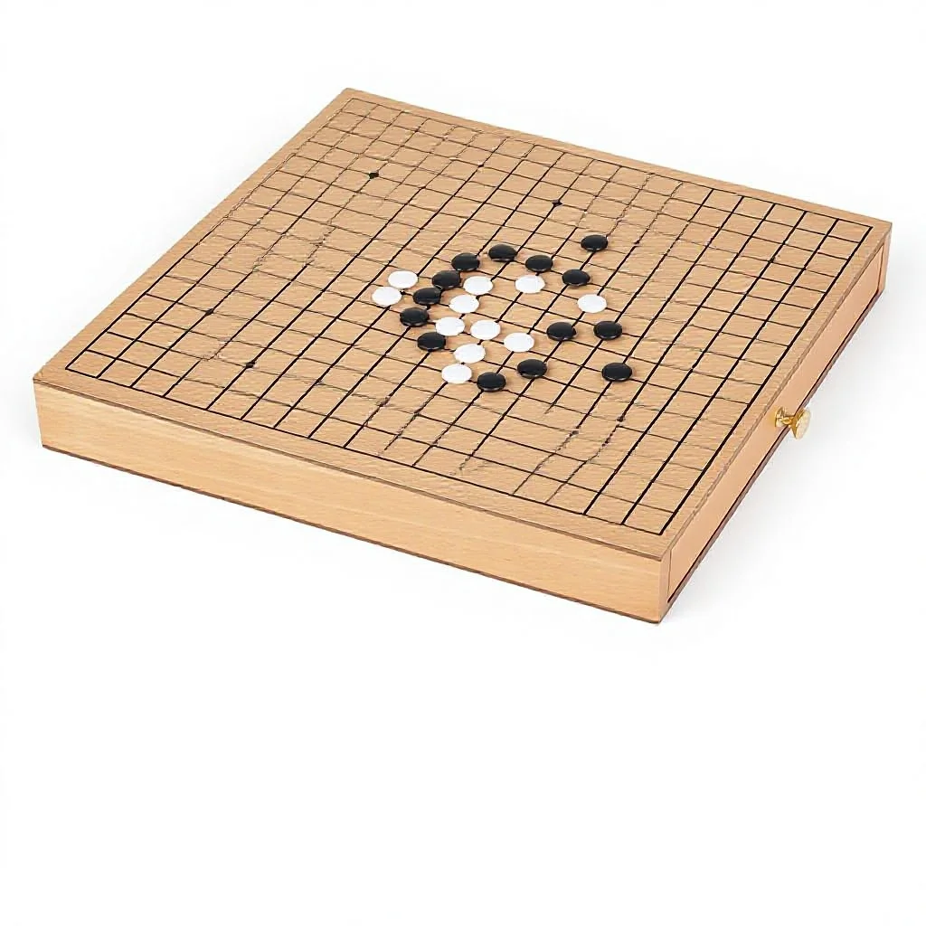 12-Inch Traditional Wooden Go Game Set with Pull-Out Storage Drawer