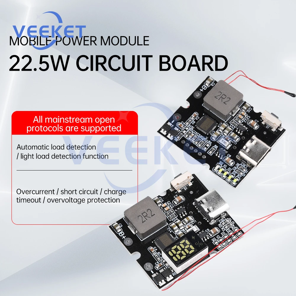 

22.5W PD/QC Full Protocol Bi-directional Fast Charging Mobile Power Module Circuit Board Charging Battery DIY Motherboard